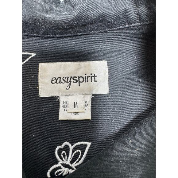 Easy Spirit ButterflyBlack White Button Front Blazer Jacket Size Medium - Picture 3 of 9